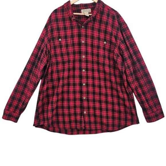 Duluth Trading Company Mens 3X Tall Buffalo Plaid Button Up Flannel Shirt - Picture 1 of 7